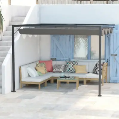 Wall Mounted Pergola Outdoor Shelter Retractable Lean To Patio Gazebo Canopy • £199.90