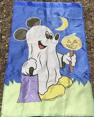 Vintage Mickey Mouse Halloween Ghost Decorative Garden Flag Disney 90’s New • $12