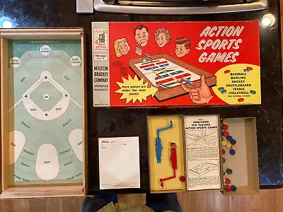 Milton Bradley 1960 Action Sports Game Exc Baseball Hockey Bowling Tennis & More • $29.99