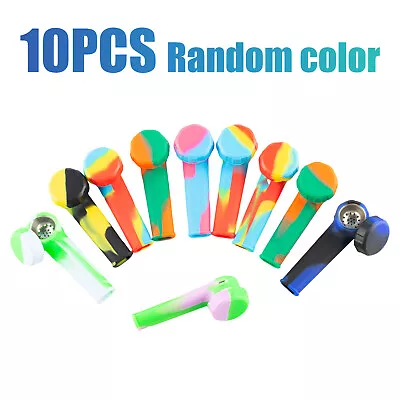 10PCS Mini 3.4'' Silicone Smoking Hand Pipe W/ Metal Bowl & Cap Lid Pocket Pipe • $19.73