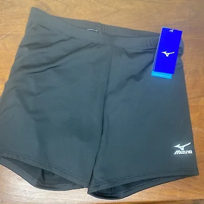 New Mizuno Women's Volleyball Shorts Black L Compression Spadex Cvh18 Made USA • $20