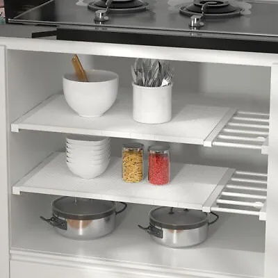 Extendable Closet Cupboard Storage Organizer Shelf Adjustable Divider Rack White • £9.45