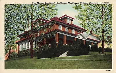 New Concord Ohio Postcard The Manse President Lives Muskingum College C 1950 OH1 • $4.99