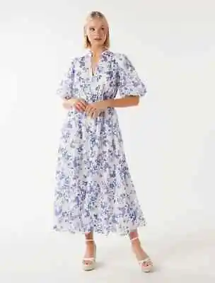 $80 • Buy FOREVER NEW SIZE 12 Loanne Puff-Sleeve Midi Dress Light Hartley Floral $179 BNWT