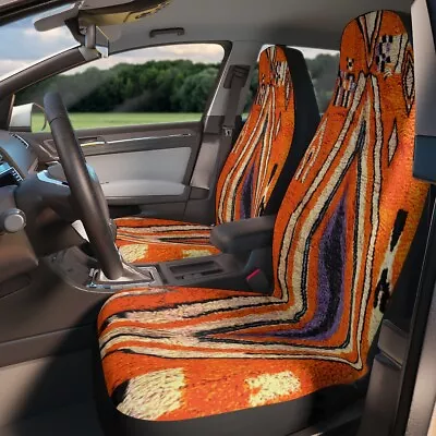 Faux Vintage Rug Boho Car Seat Covers Faux Moroccan Rug High Contrast Cover • $69.99