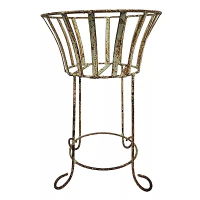 Vintage Iron Patio Plant Stand Planter Garden Farmhouse Rusty Patina • $50