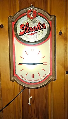 Stroh’s Beer Electric Light Up Clock Sign Vtg 1986 Bar Advertising Wall Moving • $99