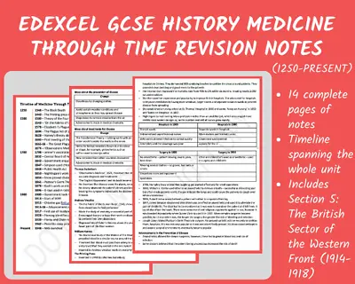 GCSE History 9-1 Edexcel Medicine Through Time Revision Notes Includes Casestudy • £4.99