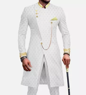 2- Piece White Suit (Gold Trim) • $102.57