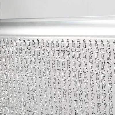 214x90CM FLY SCREEN CHAIN CURTAIN ALUMINUM DOOR METAL INSECT BLINDS FRAME MESH • £42.99