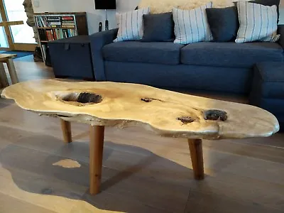 BESPOKE Live Edge Spalted Willow & Yew Solid Wood Natural Feature Coffee Table • £575