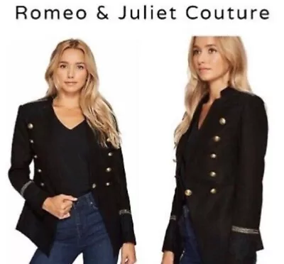 Romeo + Juliet Couture Black Military Blazer Jacket Womens M • $10