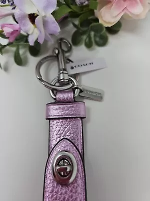 🌟🌷Coach Trigger Snap Leather Bag Charm Valet Key Ring Fob PINK *AUNTHENTIC* • £56.94