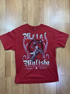 Metal Mulisha Tshirt Mens Large Motocross Nitro Circus Spellout Graphic Red • $16