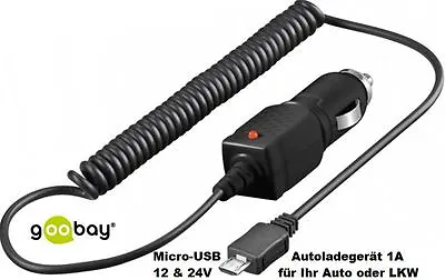 Micro USB Car Charger 12/24V 1A Fast Charging At The Cigarette Lighter NEW • $12.95