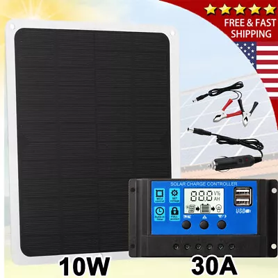 10W Solar Panel Kit 30A 12V/24V Battery Charger With Controller For Caravan Boat • $27.33