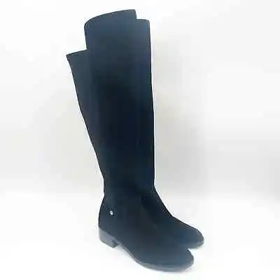 MICHAEL MICHAEL KORS Boots Size 6 Bromley Flat Riding Tall Black Suede Stretch  • $35.99