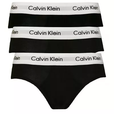 Calvin Klein U2661G-001 100% Authentic Mens Cotton HIP Briefs – 3 Pack Black • £29.99