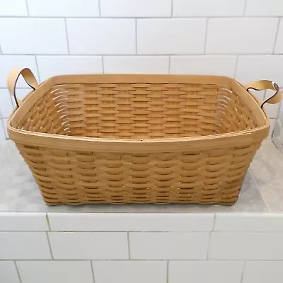 Bradford Basket Co Large Laundry Basket 22x17x9 Inch Leather Handles Vintage • $26.98