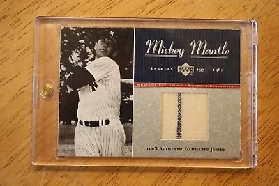 2001 Upper Deck Mickey Mantle Game Jersey Pinstripes Serial #02/25.  Card #mm-j6 • $290