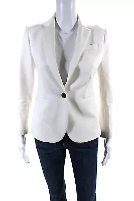 J Crew Womens Cropped Blazer Jacket White Cotton Size 2 Petite • $42.69