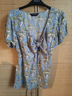 Ladies New Size 14 Blue Print Top By Dorothy Perkins • £6