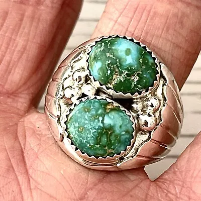 Sonoran Gold Navajo Mens Turquoise Ring Sz 11 Sterling Signed Fans 19g Band • $199.94