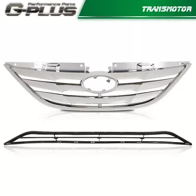 Front Grill Bumper Upper Lower Grill W/Chrome Fit For 2011-2013 Hyundai Sonata • $53.99