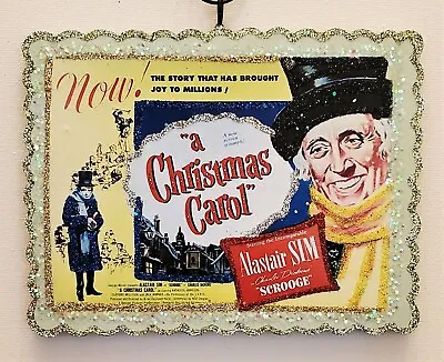 A CHRISTMAS CAROL SCROOGE - ALASTAIR SIM * Glitter CHRISTMAS ORNAMENT * Vtg Img • $10.50