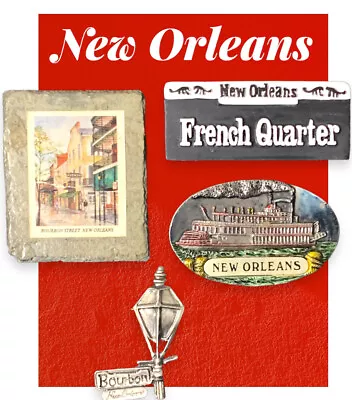 (4) New Orleans French Quarter/Bourbon St. Refrigerator Magnets. VTG Fast 🛳💨 • $42.50