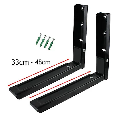 2 X DAEWOO Black Microwave Wall Mounting Holder Brackets With Extendable Arms • £14.99