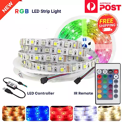 NEW LED Strip Lights RGB IP65 Waterproof 5M-10M-20M 5050 USB Remote Bluetooth 5V • $18.99