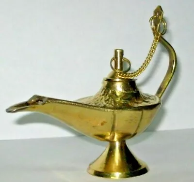 Vintage 4  Rare Brass Oil Lamp Aladdin Genie Home Decor Incense Burner Gift EBay • $12.99