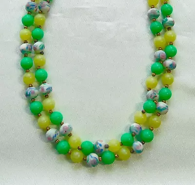 Vtg Retro Chinese Asian Hand Painted Flower Porcelain Peking Glass Bead Necklace • $49.99