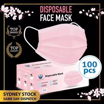 100Pcs PINK BLUSH Disposable Face Mask Protective Masks 3 Layer Meltblown Filter • $21