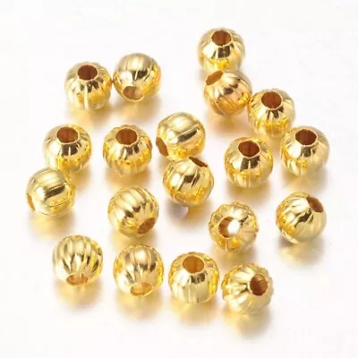 £2.59 • Buy 50 X Gold Round  Spacer Beads 6mm For Jewellery Making
