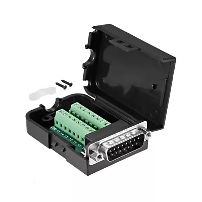 D-sub DB15 Break Out Board Connector With Case 2-row Male Port With Nuts • £10.60