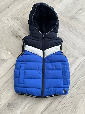 Next Baby Boy Padded Quilted Blue Hooded Gilet Jacket 18-24 Months • £4