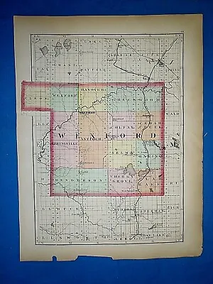 Antique 1873 Atlas Map ~ WEXFORD - MASON County MICHIGAN ~ Old Authentic  • $34