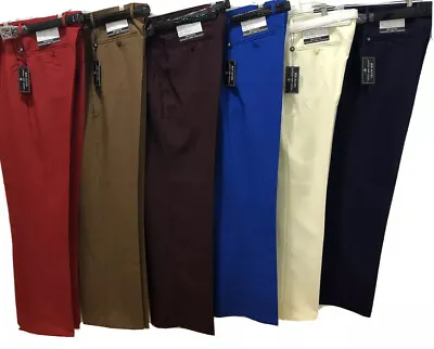 MEN'S FLAT FRONT DRESS PANTS SLACKS TROUSERS BELT HEMMED BOTTOMS SZ 32-52 $50ea. • $39.99