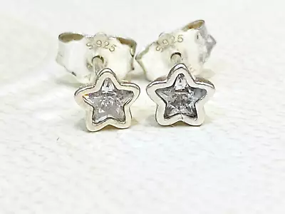 $39 • Buy Authentic Pandora Sterling Silver Sparkling Star Stud Earrings CZ 290597 Retired