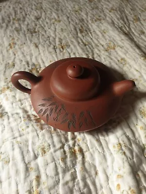 VINTAGE CHINESE YiXing ZiSha SMALL CLAY TEAPOT WITH IMPRESSD MARK • £79.50