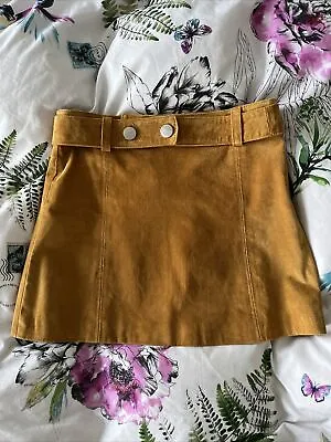 BNWT ZARA Mustard Suede Retro Style Mini Skirt Size 8-10 • £25