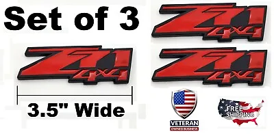 3- Black & Red Z71 4x4 Emblem Badge Stick On For Sierra Silverado Tahoe Suburban • $18.74