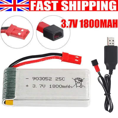 3.7V 1800mah Lipo Battery 25C 903052 Plug USB Charger For RC Quadcopter Drone • £7.89