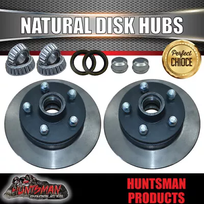 2x 10  Trailer Caravan Natural Disc Hubs HQ Holden Pattern & LM Bearings 5/120.6 • $110