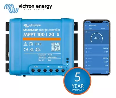 Victron Energy Smart Solar 20A MPPT 100/20 Charge Controller Regulator 12V 24V  • £79.99