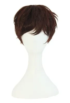 Boy Cut Wig Short Curl (Dark Brown) Men Women Cosplay Anime Flapper Flip • $9.95