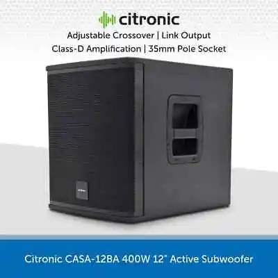 Citronic 12  400W Active Subwoofer Bass Bin Cabinet DJ Disco Club CASA-12BA • £257