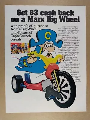 1974 Cap'n Crunch Cereal Marx Big Wheel Offer Vintage Print Ad • $9.99